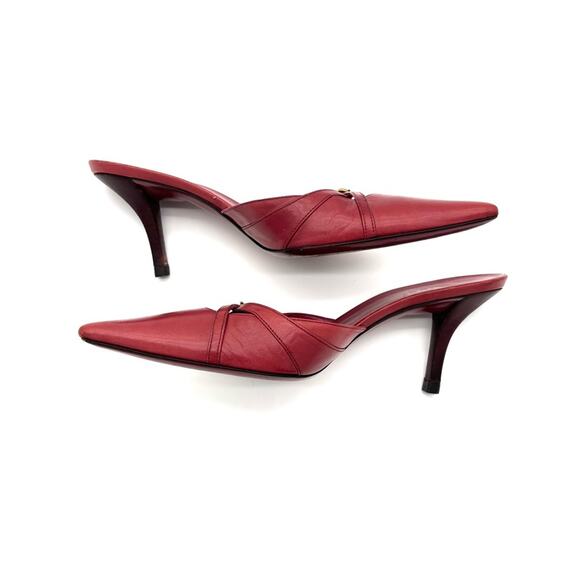 Vintage Gucci Interlocking G Charm Burgundy Pointed Toe Heeled Mules 6 - Picture 4 of 7